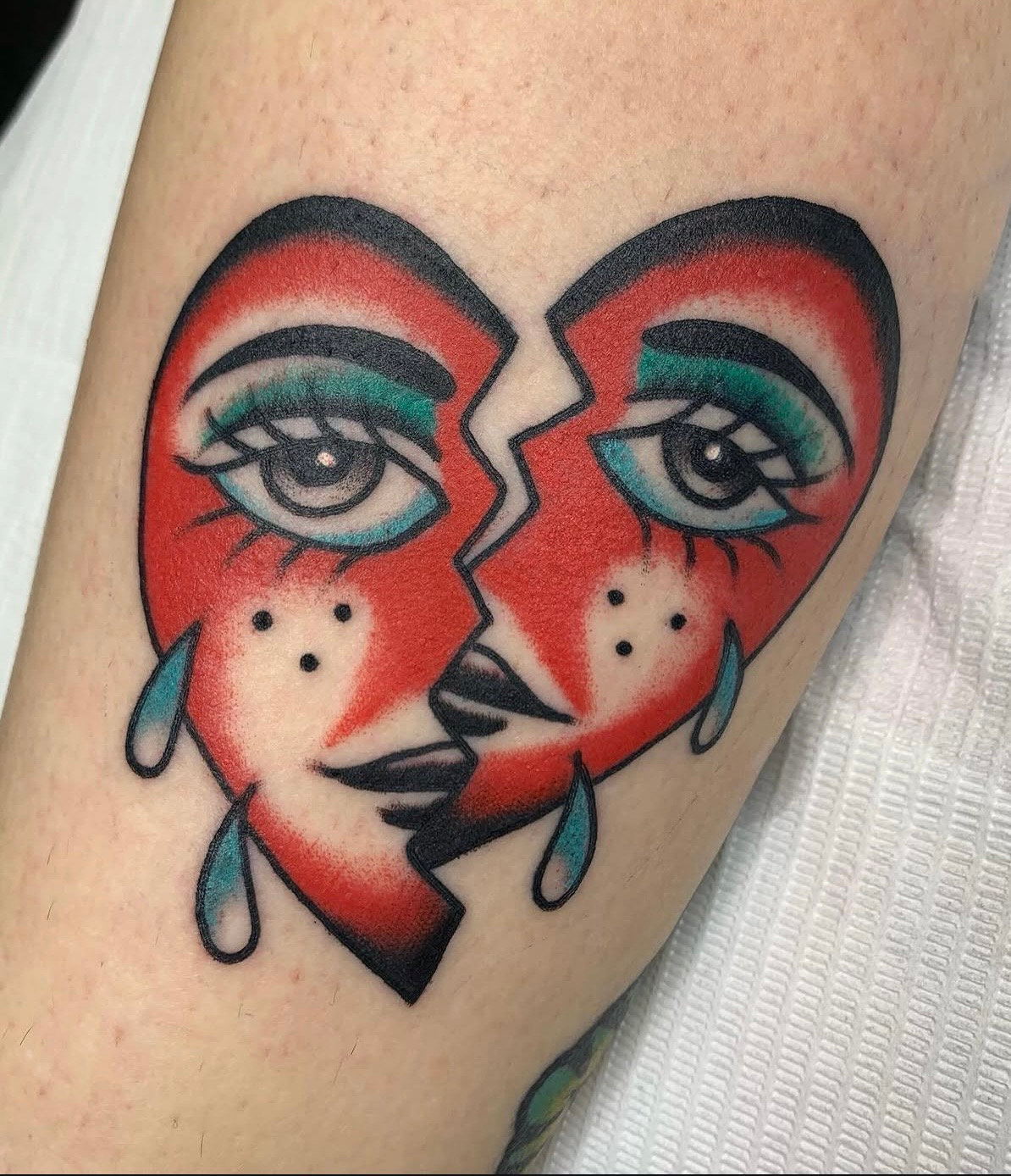 Color · traditional heart tattoo by Jon Larson